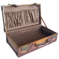 HIBO High Quality PU Leather Suitcase old looking Wood Frame classical Vintage suitcase